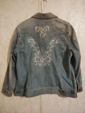 Coldwater Creek Light Blue Embroidered Denim Jacket